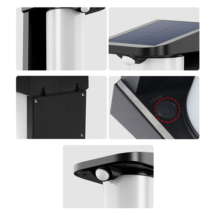 Applique Murale Extérieure LED Cylindre Solaire Étanche Minimaliste Moderne PC ABS Pour Jardin 