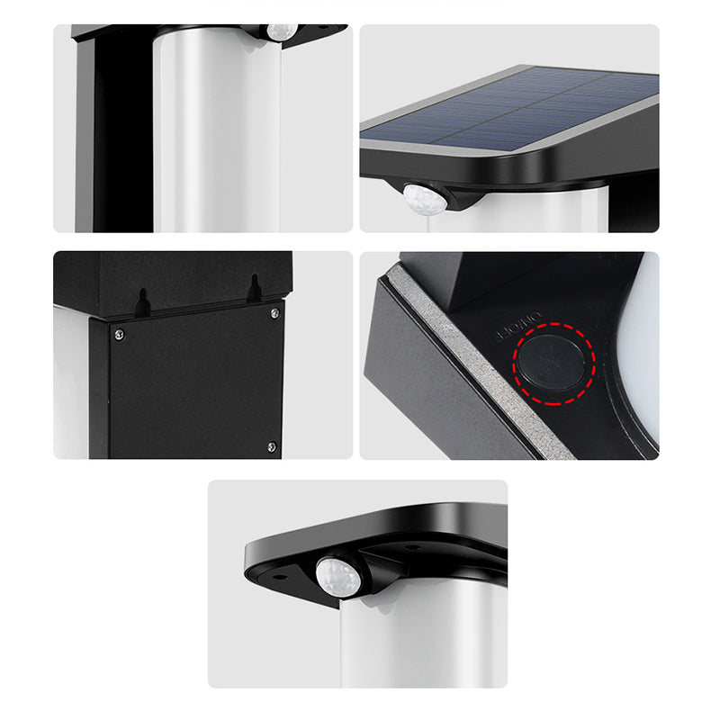 Applique Murale Extérieure LED Cylindre Solaire Étanche Minimaliste Moderne PC ABS Pour Jardin 