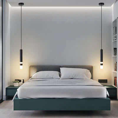 Modern Minimalist Cylinder Aluminum Acrylic LED Pendant Light For Bedroom