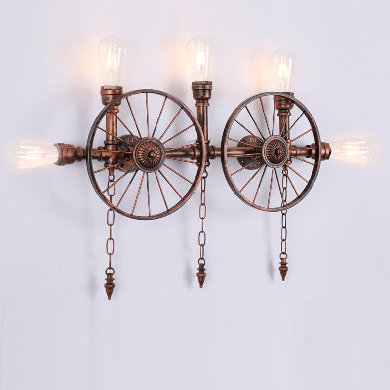 Industrial Vintage Iron Glass Water Pipe Candelabra 5-Light Wall Sconce Lamp