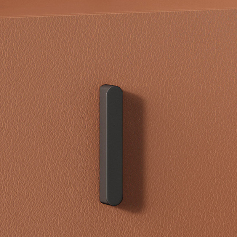 Contemporain scandinave rectangulaire en cuir acier au carbone métal 1-tiroir pour table de chevet 