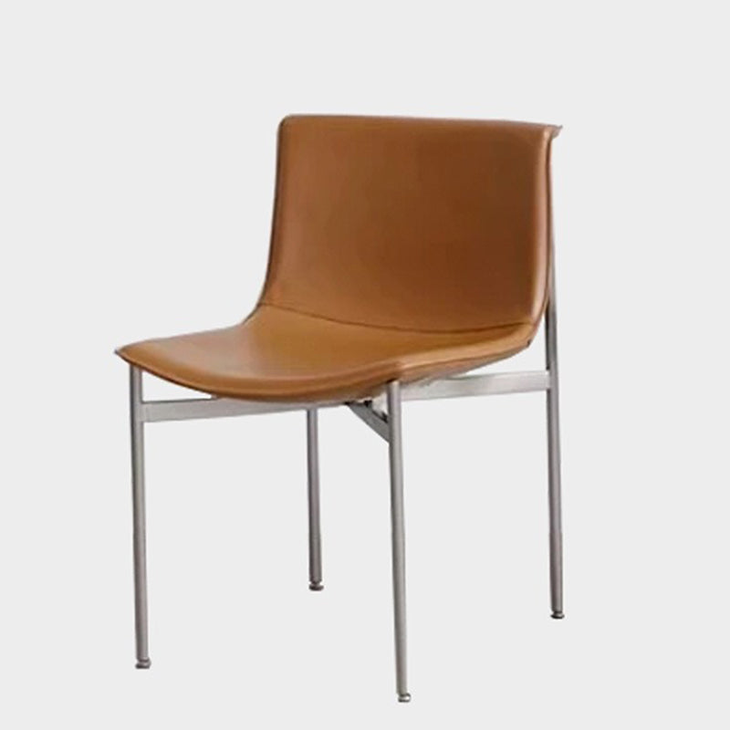 Modern Minimalist Square Cushion Microfiber Leather Stainless Steel High Resilience Sponge Dining Chair Backrest For Dining Room