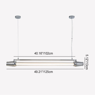 Zeitgenössischer Industrieller Streifen Aluminium Acryl LED Insel Licht Kronleuchter Für Esszimmer 