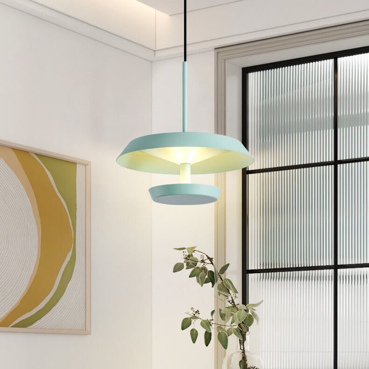Moderne minimalistische runde fliegende Untertasse aus Aluminium und Acryl LED-Pendelleuchte für das Wohnzimmer 