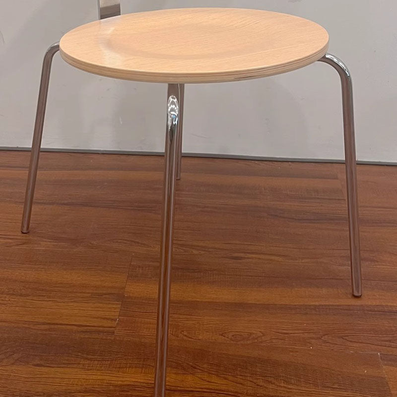 Chaise de salle à manger contemporaine en bois nordique en acier inoxydable avec dossier rond pour salle à manger 