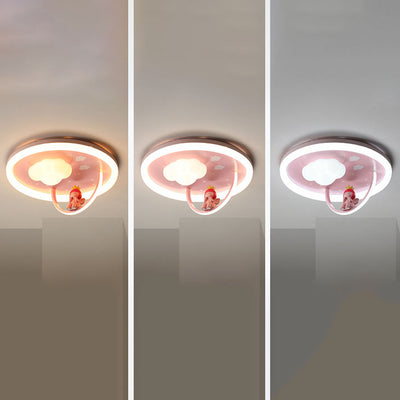 Contemporary Creative Resin Kids Cartoon LED Flush Mount Ceiling Light For Bedroom