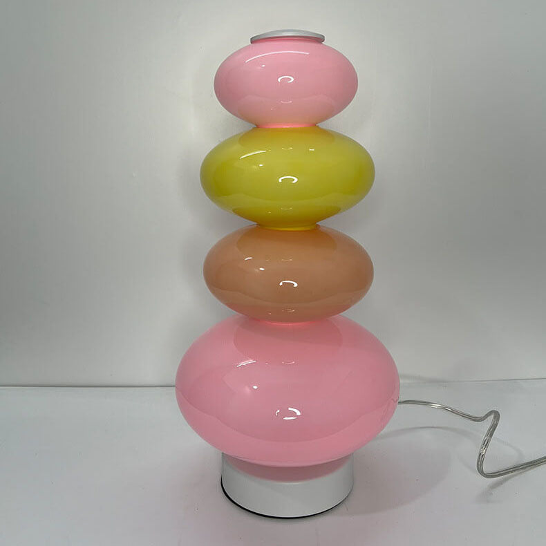 Lámpara de mesa LED de brochetas de calabaza de caramelo arcoíris creativo Macaron 
