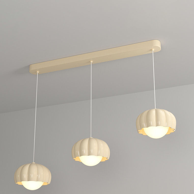 Moderne minimalistische Creme-Pod-Aluminiumharz-PE 1/3-Licht-Insel-Licht-Kronleuchter für Esszimmer 