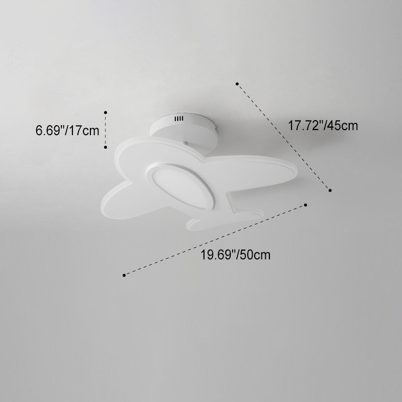 Modern Art Deco Airplane Shaped Acrylic Iron LED Semi-Flush Mount Ceiling Light For Living Room