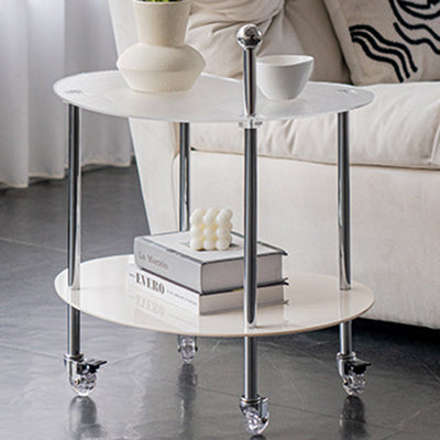 Moderner minimalistischer Wolken-Acryl-Edelstahl-Abnehmbarer Beistelltisch 2-stufig für das Wohnzimmer 