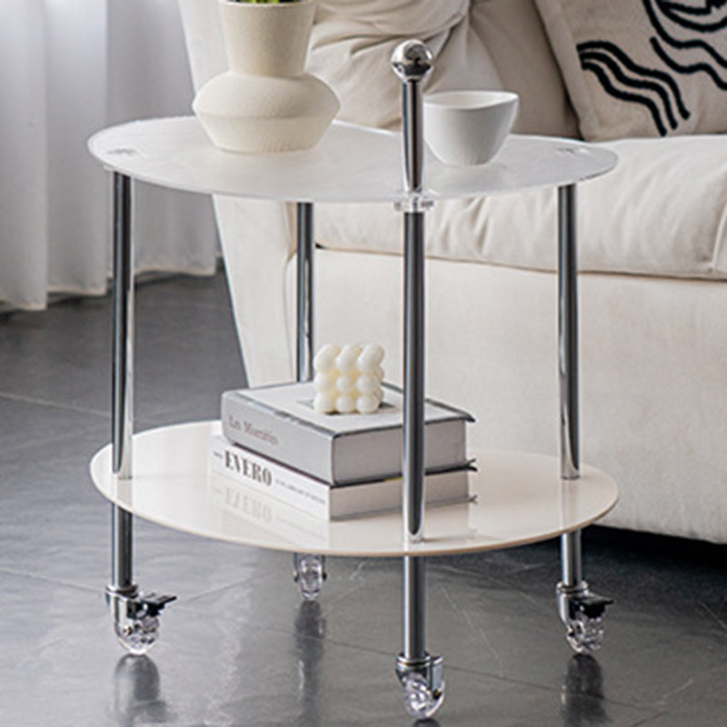 Moderner minimalistischer Wolken-Acryl-Edelstahl-Abnehmbarer Beistelltisch 2-stufig für das Wohnzimmer 