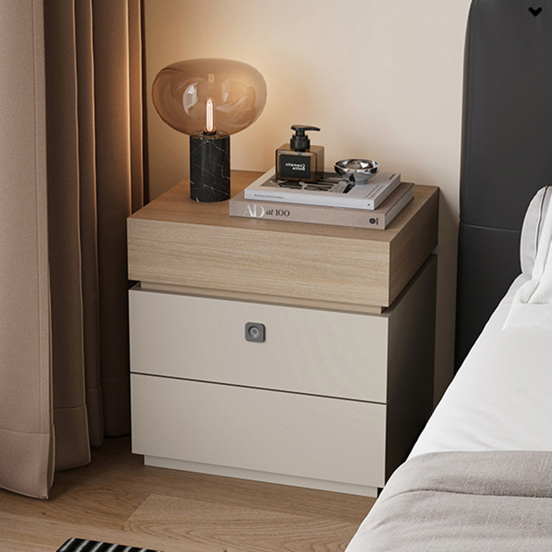 Contemporary Luxury Rectangular Plywood Eucalyptus Wood Nightstand 3-Drawer For Bedroom