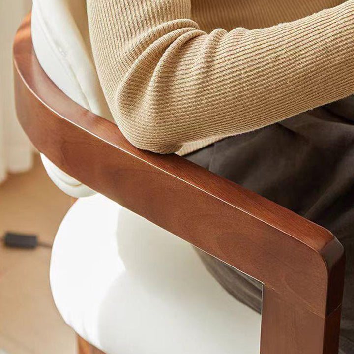 Zeitgenössischer skandinavischer Bent Square PU-Leder-Holz-Esszimmerstuhl Rückenlehne Arm für Esszimmer 