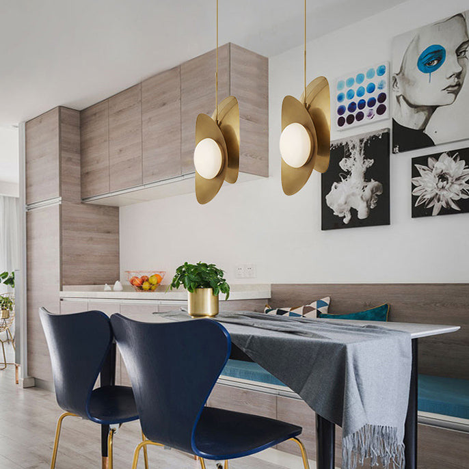 Suspension contemporaine scandinave en fer et verre, fausse lingot sphérique à 1 lumière pour salle à manger 