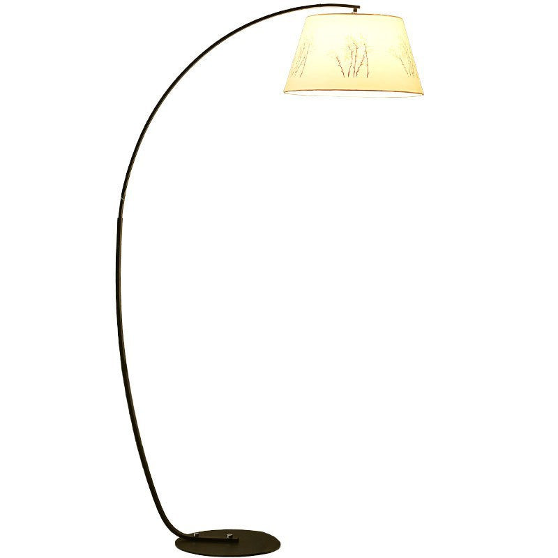 Lámpara de pie moderna de lujo ligero de hierro forjado con cilindro curvado de 1 luz 