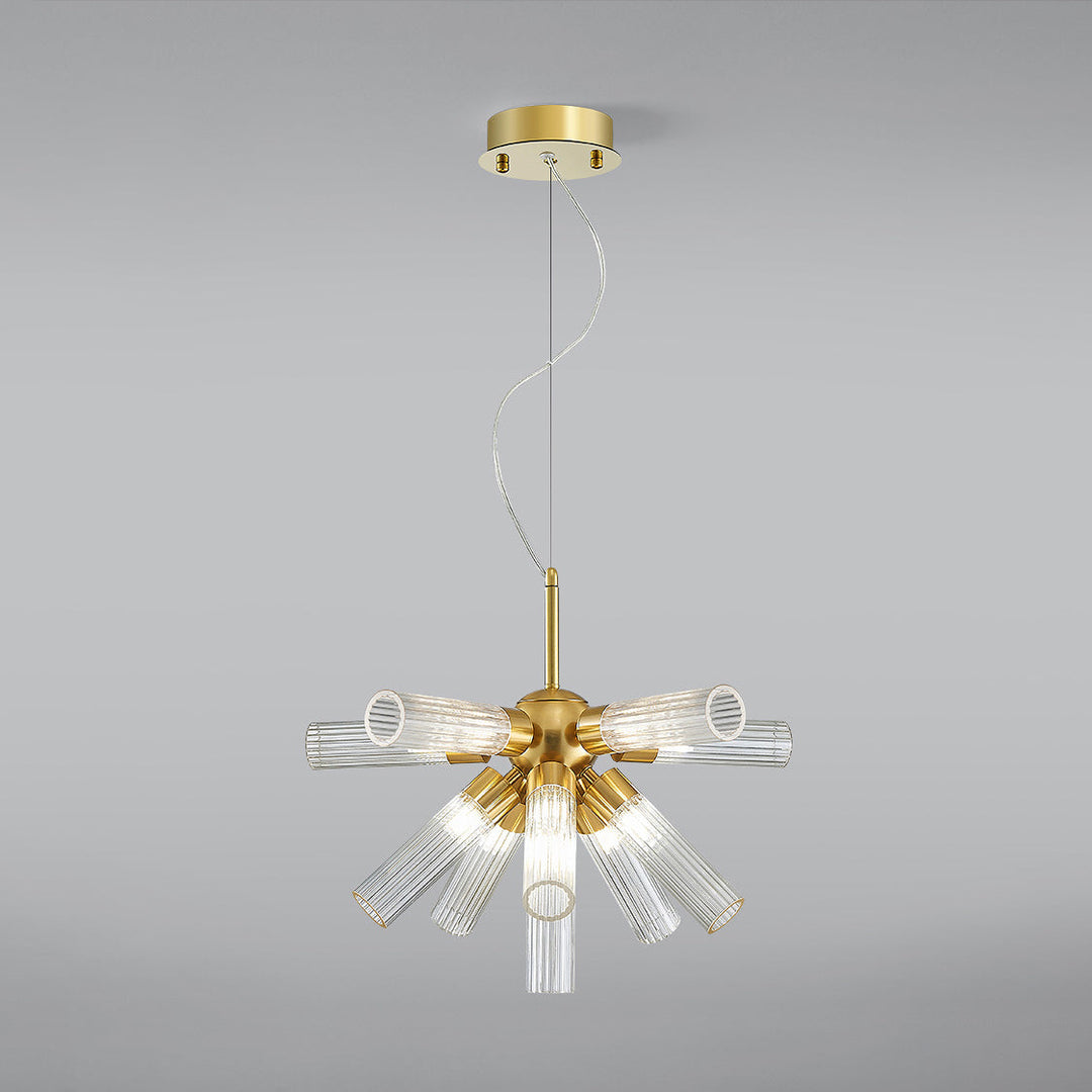 Candelabro contemporáneo creativo de cilindro de hierro acrílico de 11 luces para comedor 