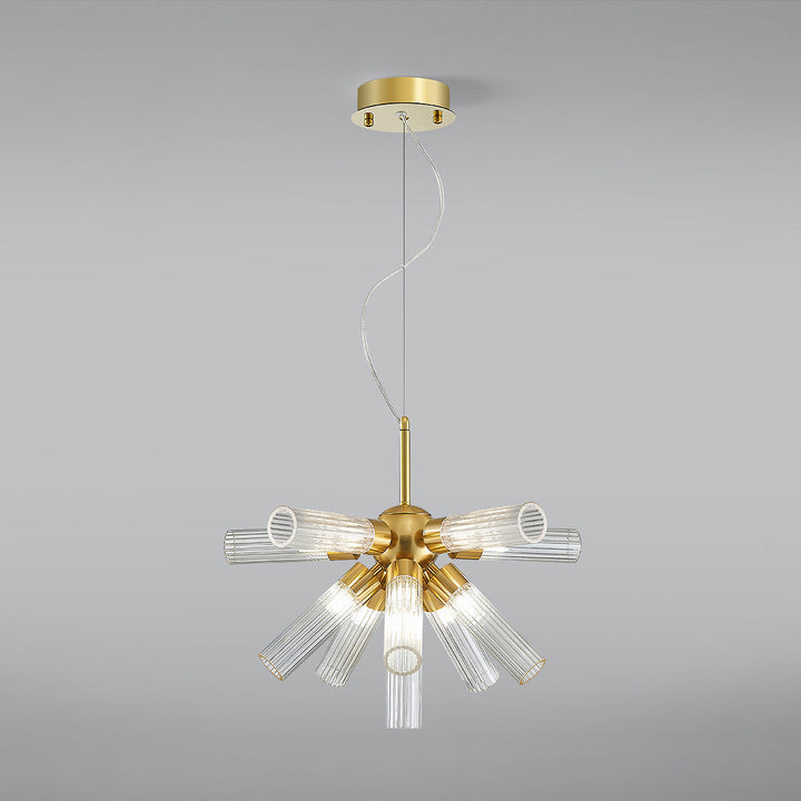Candelabro contemporáneo creativo de cilindro de hierro acrílico de 11 luces para comedor 