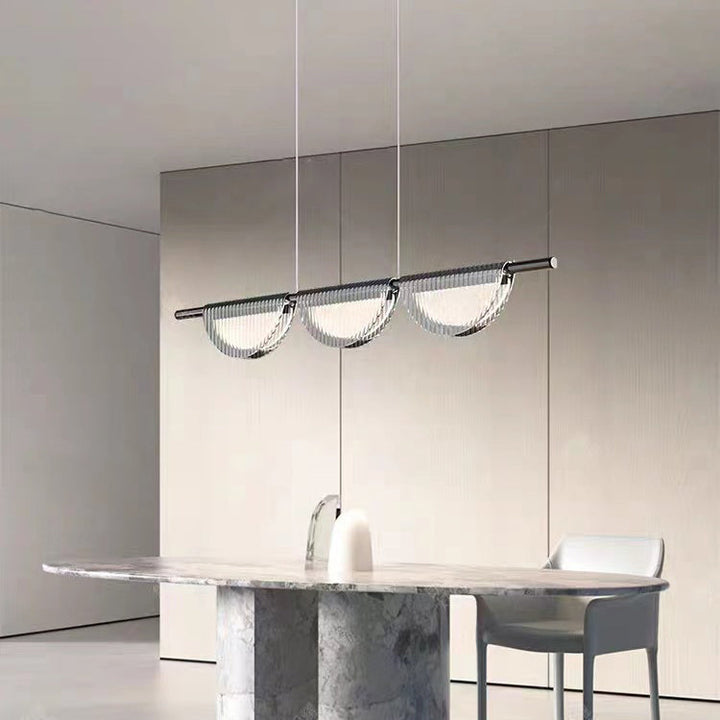 Lustre LED à îlot avec abat-jour semi-circulaire en verre acrylique de simplicité contemporaine pour salon 