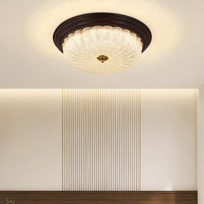 ضوء سقف مثبت بمصابيح LED بتصميم دائري تقليدي قديم من الكريستال والزجاج والحديد مع حبيبات خشبية للماء لغرفة المعيشة 