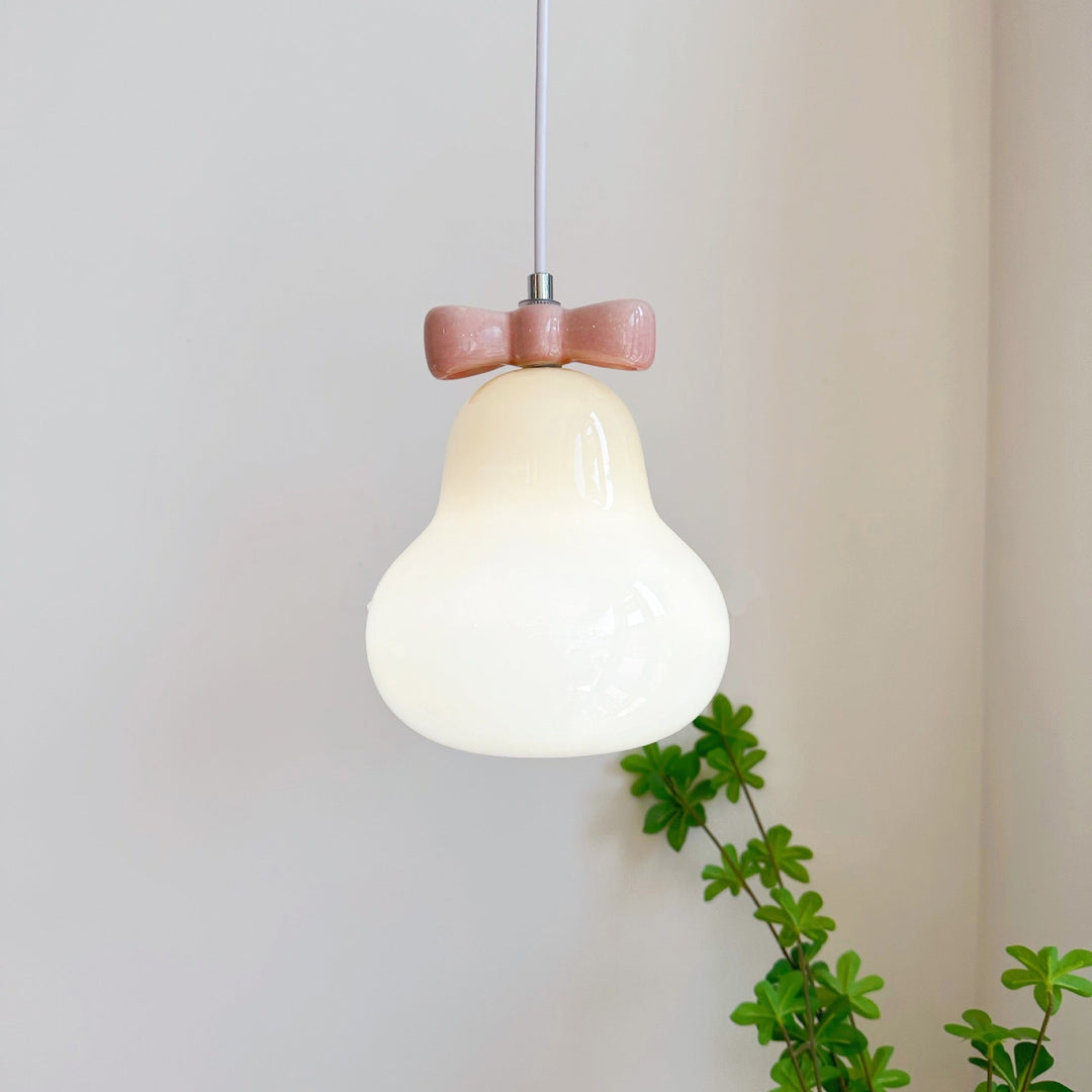 Moderne Art déco Bow Bells Fer Céramique Verre Suspension 1 Lumière Pour Salon 