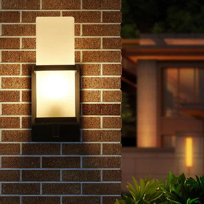 Applique murale 1 lumière avec abat-jour en verre dépoli étanche pour extérieur industriel 