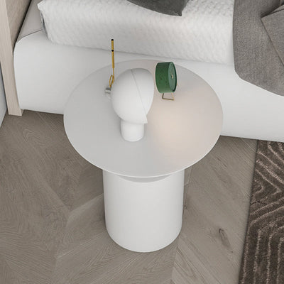 Table de nuit moderne minimaliste en cylindre rond en fer avec 1 plateau pour le chevet 