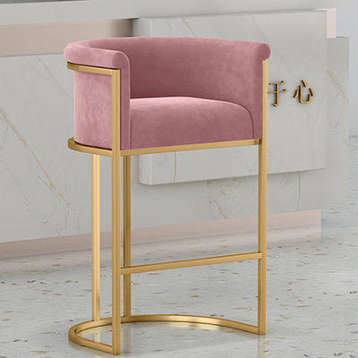 Dossier de chaise en velours métallique demi-rond nordique contemporain avec accoudoirs pour salle à manger 