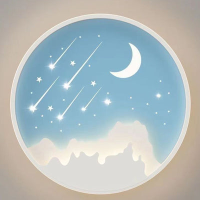 Plafonnier LED en fer météore lune ronde minimaliste moderne pour chambre à coucher 