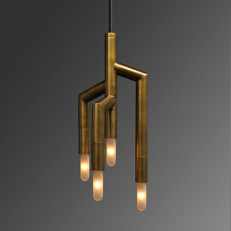 Lámpara de aplique de pared de 4 luces con colgante de tira de cobre industrial contemporánea para pasillo 