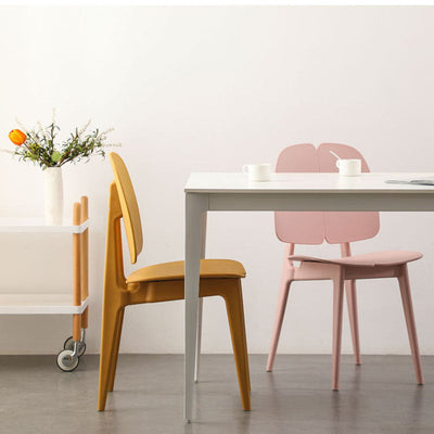 Chaise de salle à manger carrée en plastique et métal scandinave contemporain avec dossier pour salle à manger 