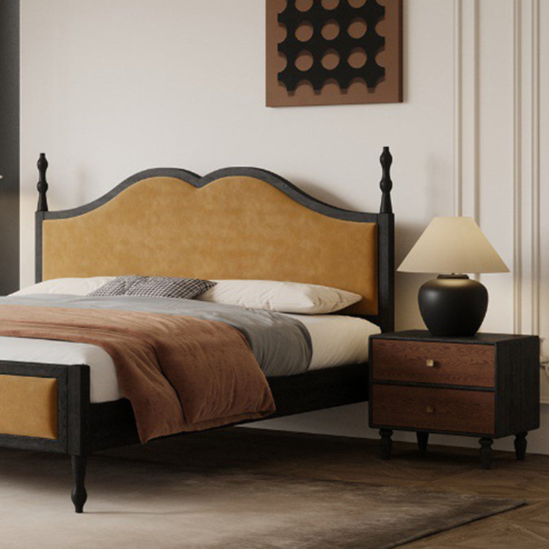 Table de nuit contemporaine rétro rectangulaire en métal à grain de bois 2 tiroirs pour chambre 