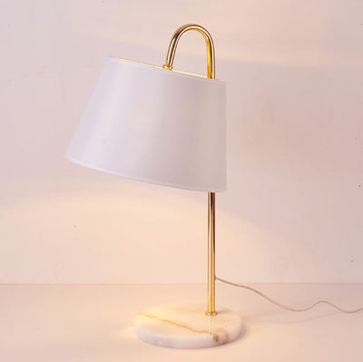 Nordic Modern Solid Color Fabric Shade Marble 1-Light Table Lamp
