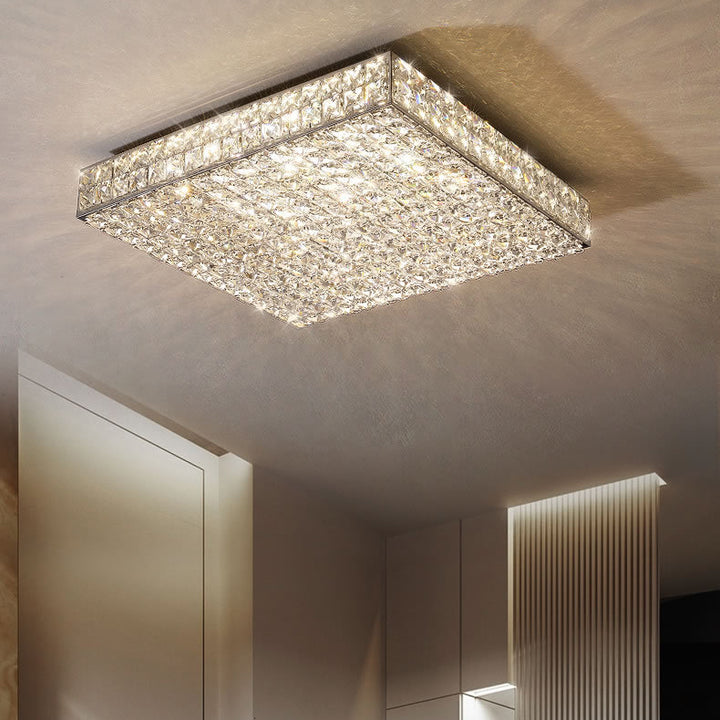 Moderne Luxus Edelstahl Kristall Quadrat Rechteckigen Würfel LED Unterputz Deckenleuchte Für Wohnzimmer 