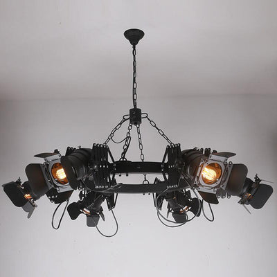 Contemporary Industrial Wrought Iron Round 6-Light Chandelier For Dining Room