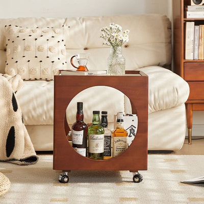 Zeitgenössischer nordischer quadratischer Holzcouchtisch 2-stufig für das Wohnzimmer 