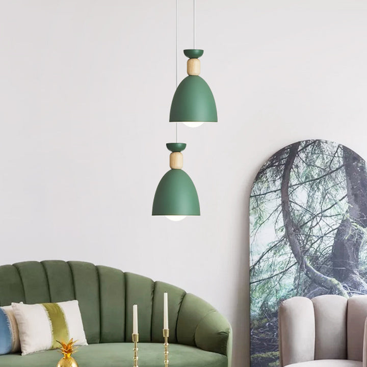 モダンミニマリストラウンドコーンアイアンウッド1/3ライトアイランドライトシャンデリアダイニングルーム用 