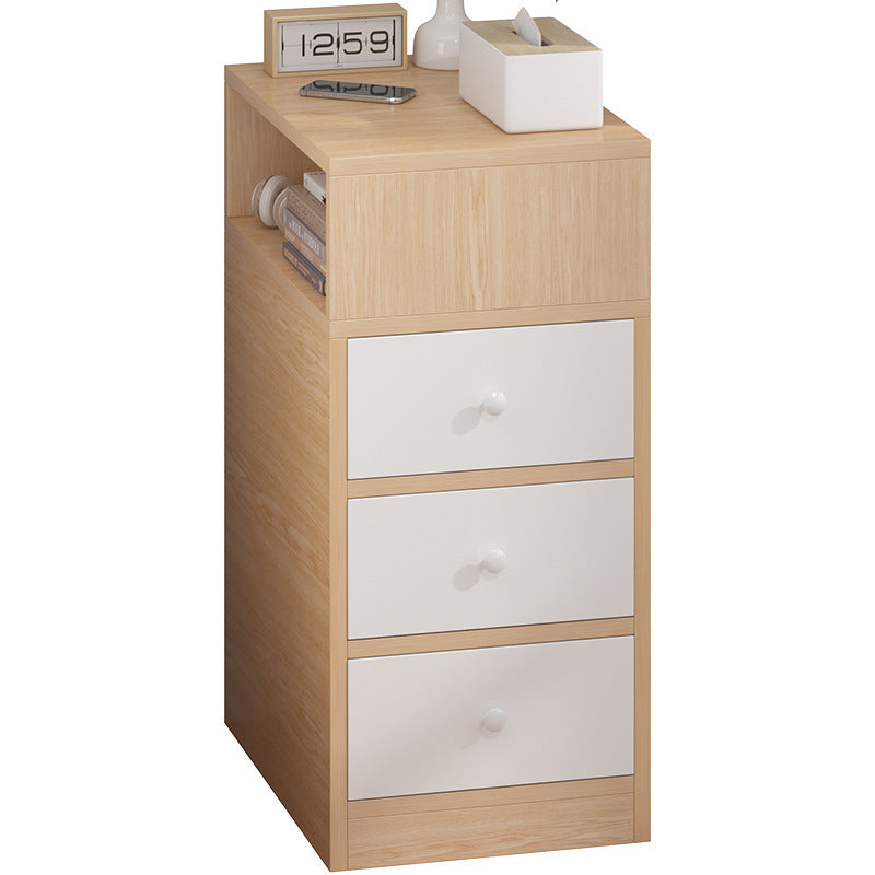Table de chevet contemporain scandinave carré avec panneau artificiel, 2 tiroirs pour chambre 