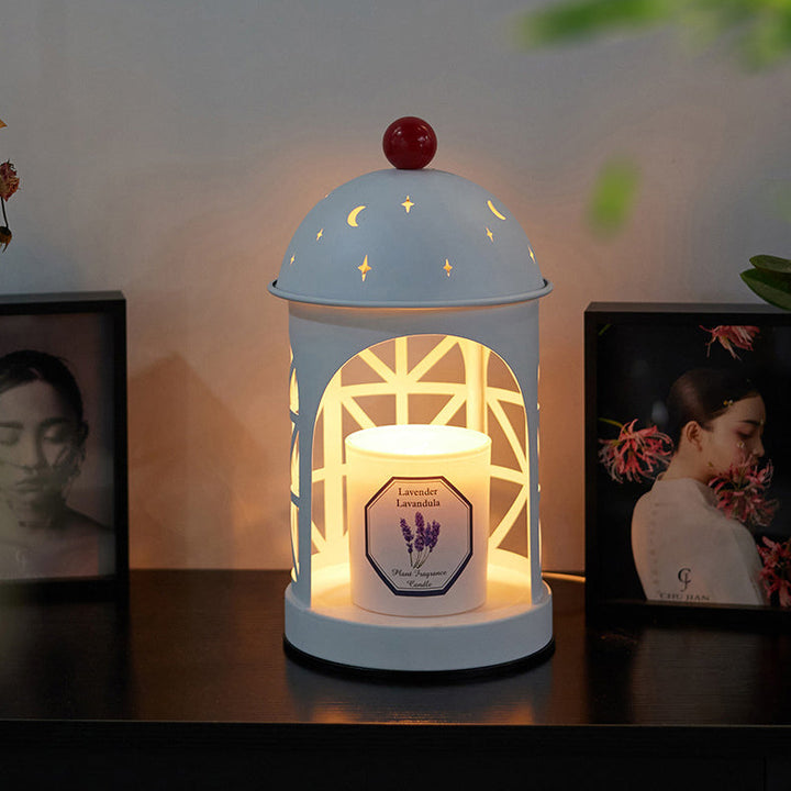 Traditionelle europäische ausgehöhlte Zylinder-Metallaroma-1-Licht-Schmelzwachs-Tischlampe für Schlafzimmer 