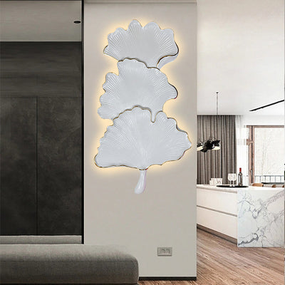 Applique murale LED en résine à feuille de ginkgo nordique contemporaine pour salon 