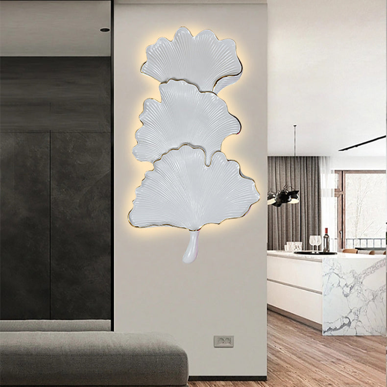 Applique murale LED en résine à feuille de ginkgo nordique contemporaine pour salon 