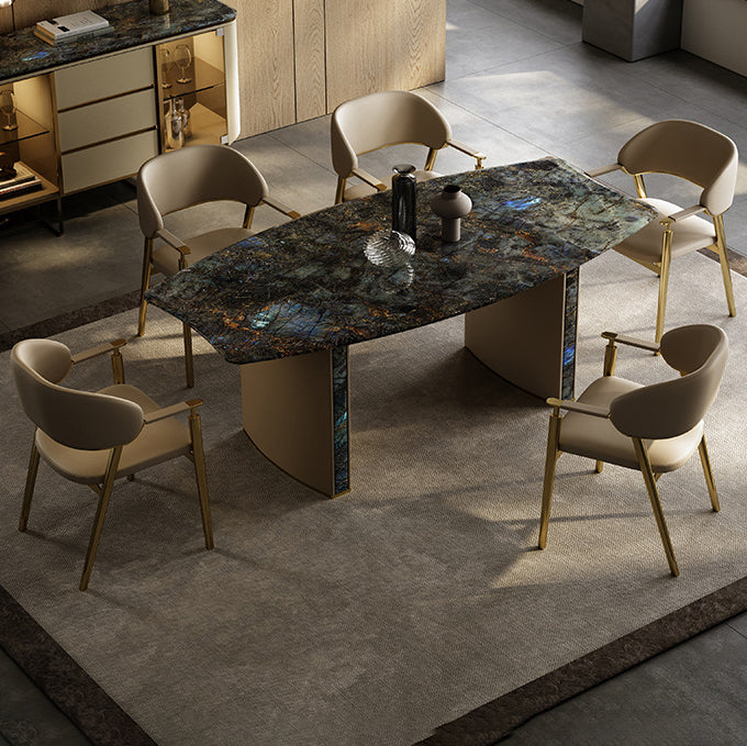 Moderner Luxus Quadrat Mikrofaserleder Echtes Leder Metall Esszimmerstuhl Rückenlehne Armlehne Für Esszimmer 