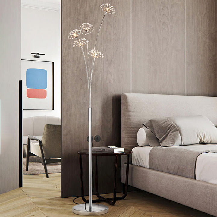 Zeitgenössische skandinavische Löwenzahn-Eisen 3/5 Stehende Stehlampe für Wohnzimmer 