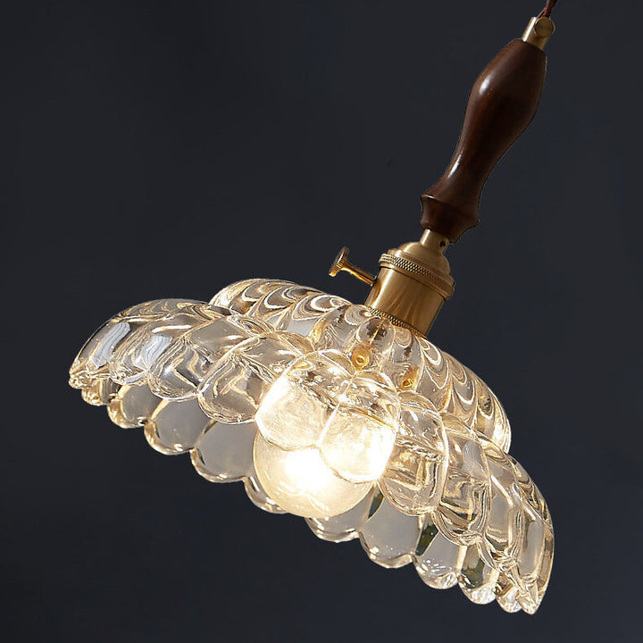Moderne französische minimalistische Glasblumenform 1-Licht Pendelleuchte 