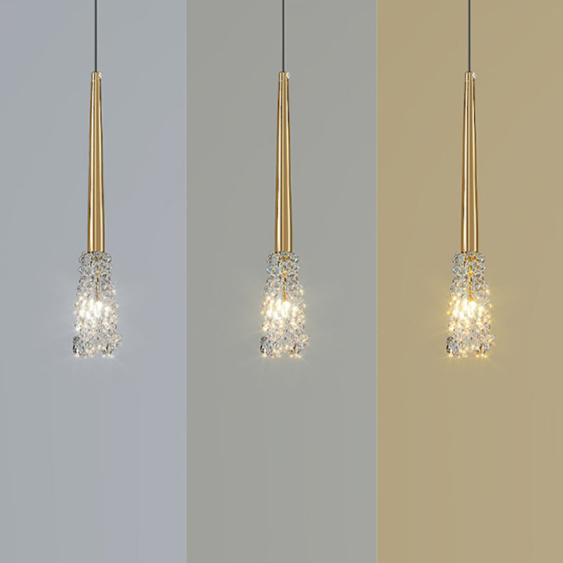 Lustre Contemporain de Luxe en Cuivre Complet avec Abat-jour en Verre Ondulé à Eau 1 Lumière pour Salon 
