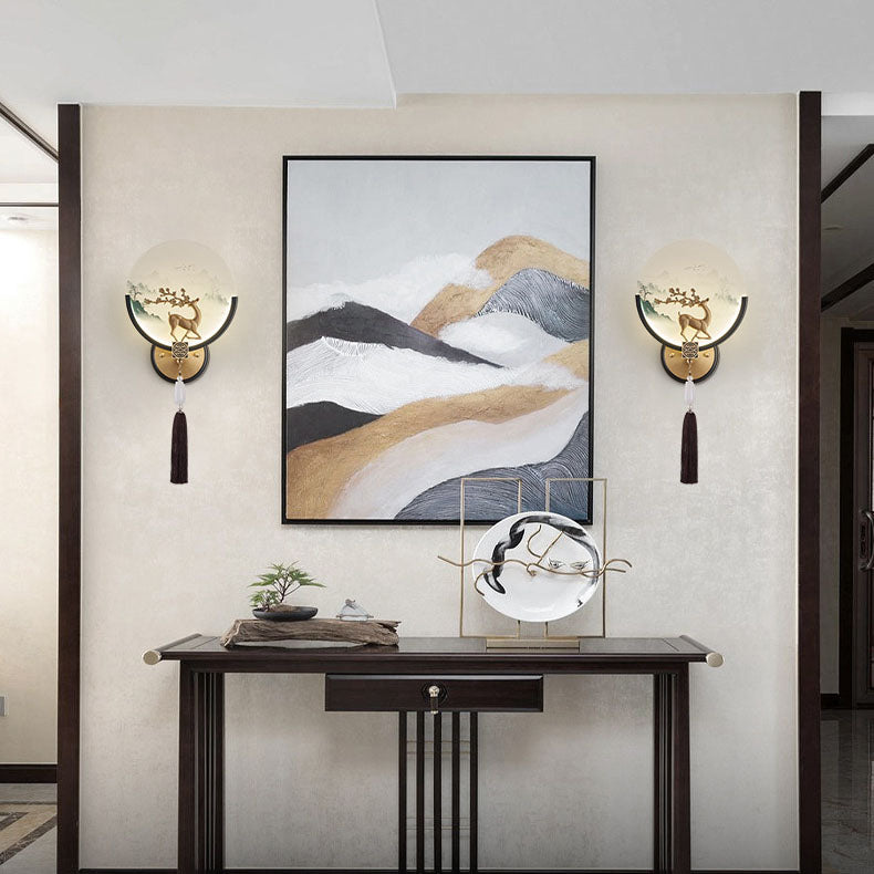 Modern Transitional Round Fawn All Copper Glass Silicone LED Wall Sconce Lamp For Living Room