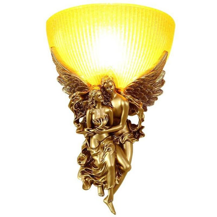 Traditional European Angel Resin Design Glass 1-Light Wall Sconce Lamp For Hallway