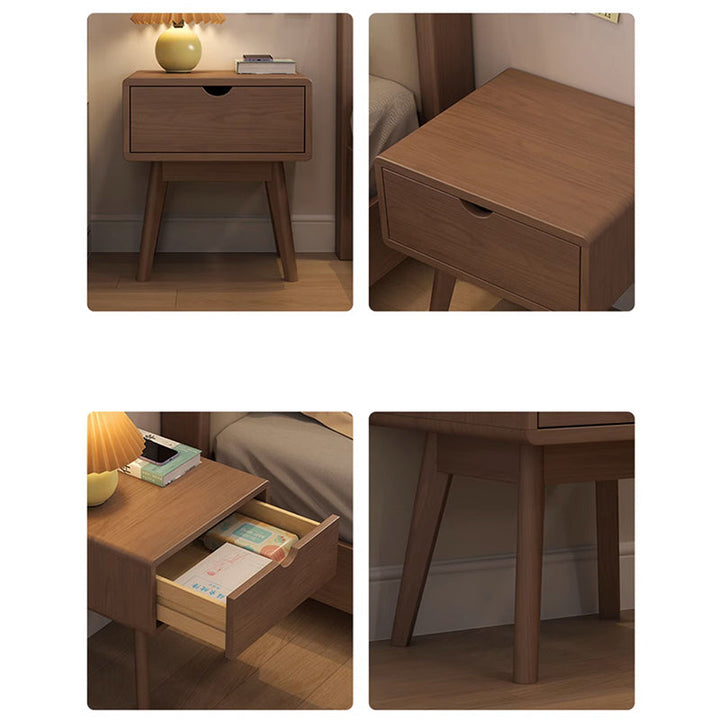 Mesita de noche moderna de simplicidad cuadrada cúbica rectangular de madera de caucho con 1/2 cajón para al lado de la cama 