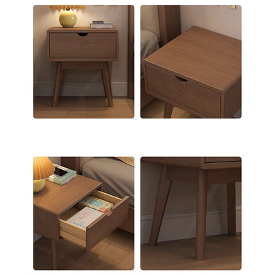 Table de nuit en bois de caoutchouc carré cubique rectangulaire moderne avec 1/2 tiroir pour chevet 
