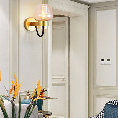 Contemporary Scandinavian Glass Cup Design 1-Light Wall Sconce Lamp For Hallway