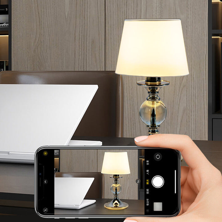 Lampe de table à 1 lumière en métal chromé avec tissu blanc simple de style européen 